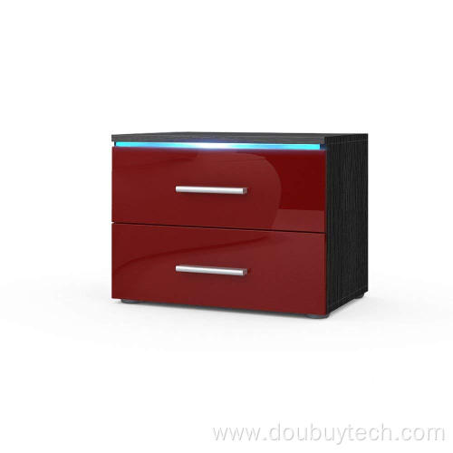 2 Drawers UV Night Table With Led Lighting